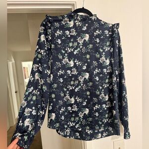 VILA Navy Floral Blouse